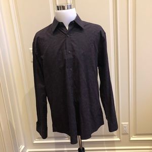 Johnston & Murphy Men’s purple with black lines Dress Shirt